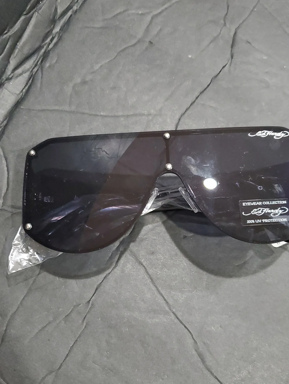 Ed Hardy Fatal Attraction love kills slowly 1971 emblem black shield sunglasses